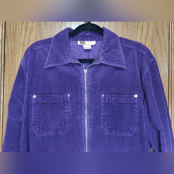 Women's Faded Glory Purple Wide-Whale Corduroy Shirt Jacket Shacket Blazer, M - Picture 2 of 4
